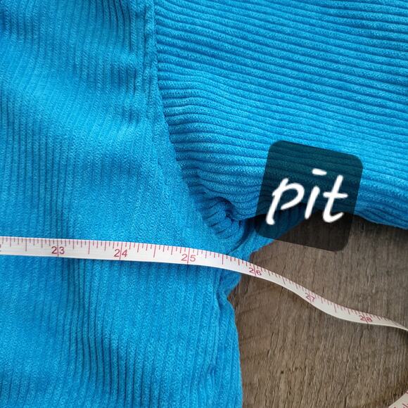 Zenana Blue Corduroy Button-Up Jacket Size L – Soft Ribbed Texture, Side Pockets - Picture 6 of 10